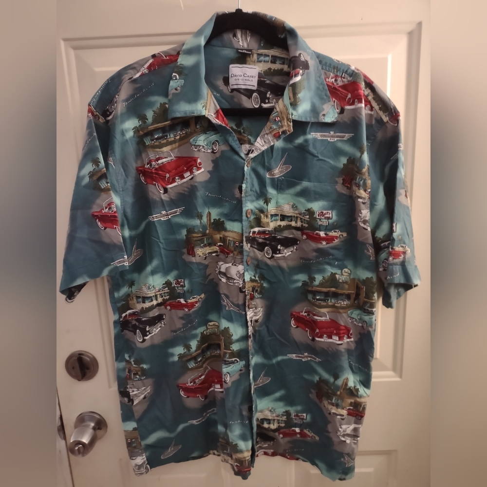 Hawaiian Shirt. Men's vintage style car theme. Great print